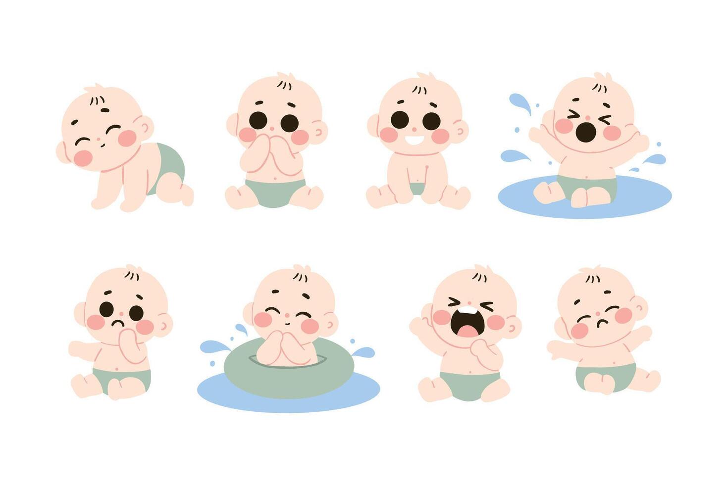 Baby boy in diapers and bathing suit vector
