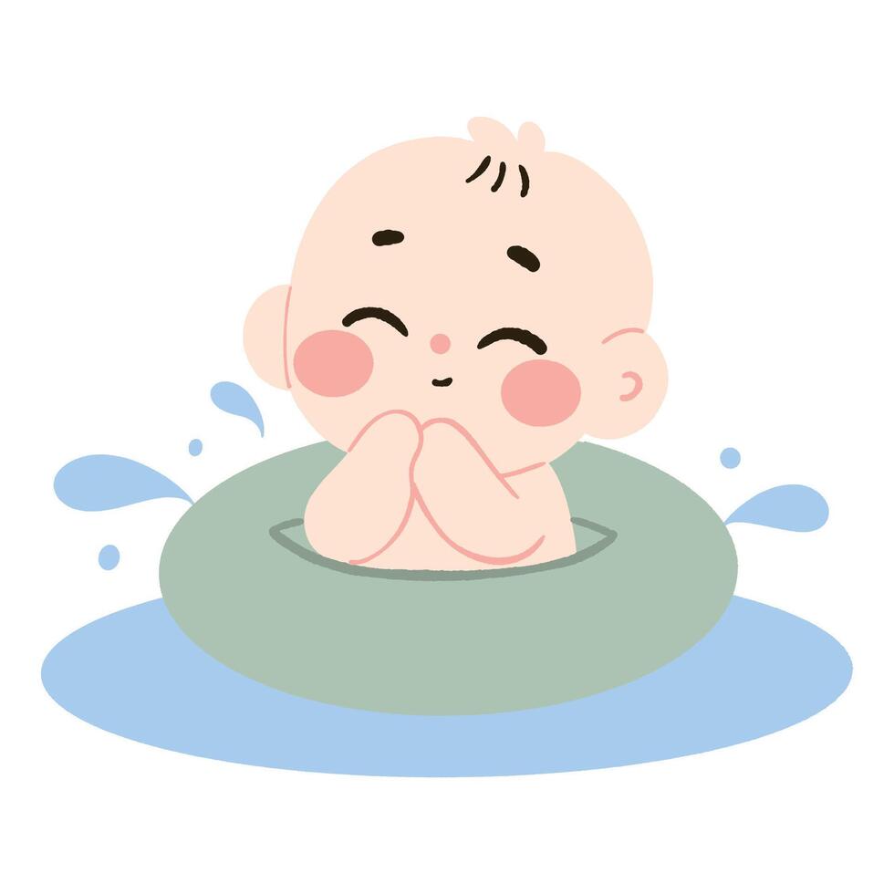 A baby floating in an inflatable ring vector