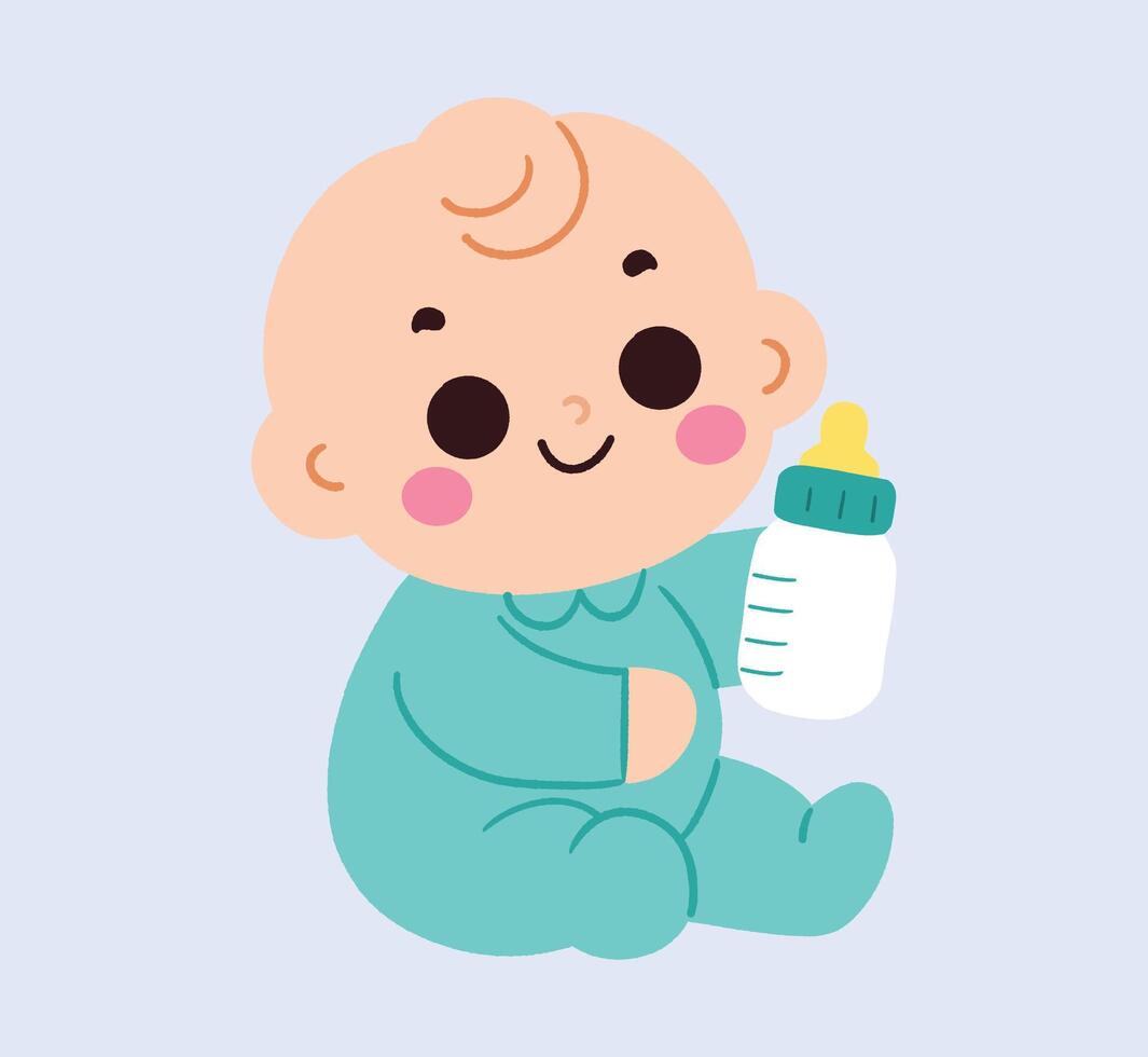Baby with bottle illustration vector