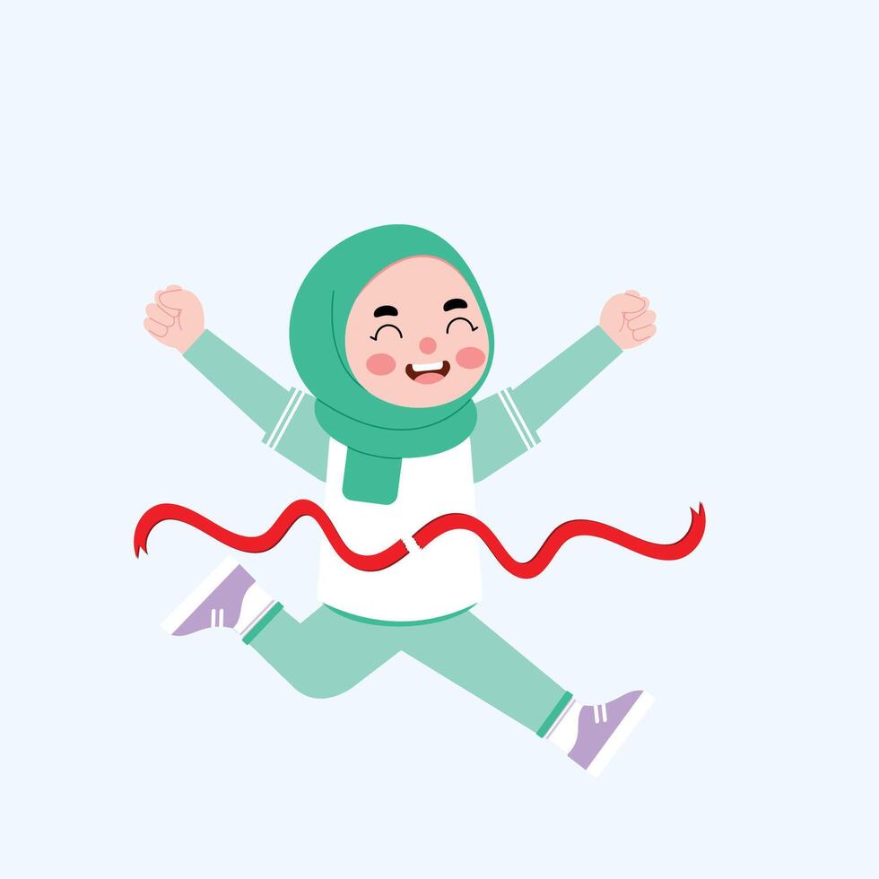 A cartoon girl running with a ribbon in her hand vector