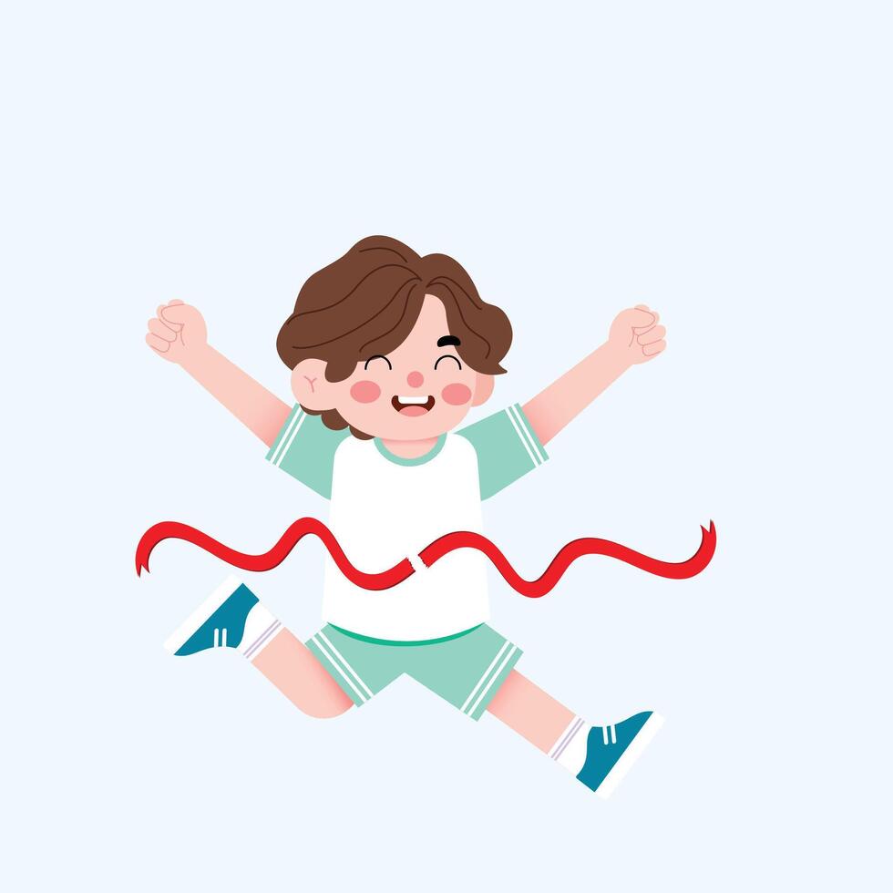 A cartoon boy jumping with his arms up vector