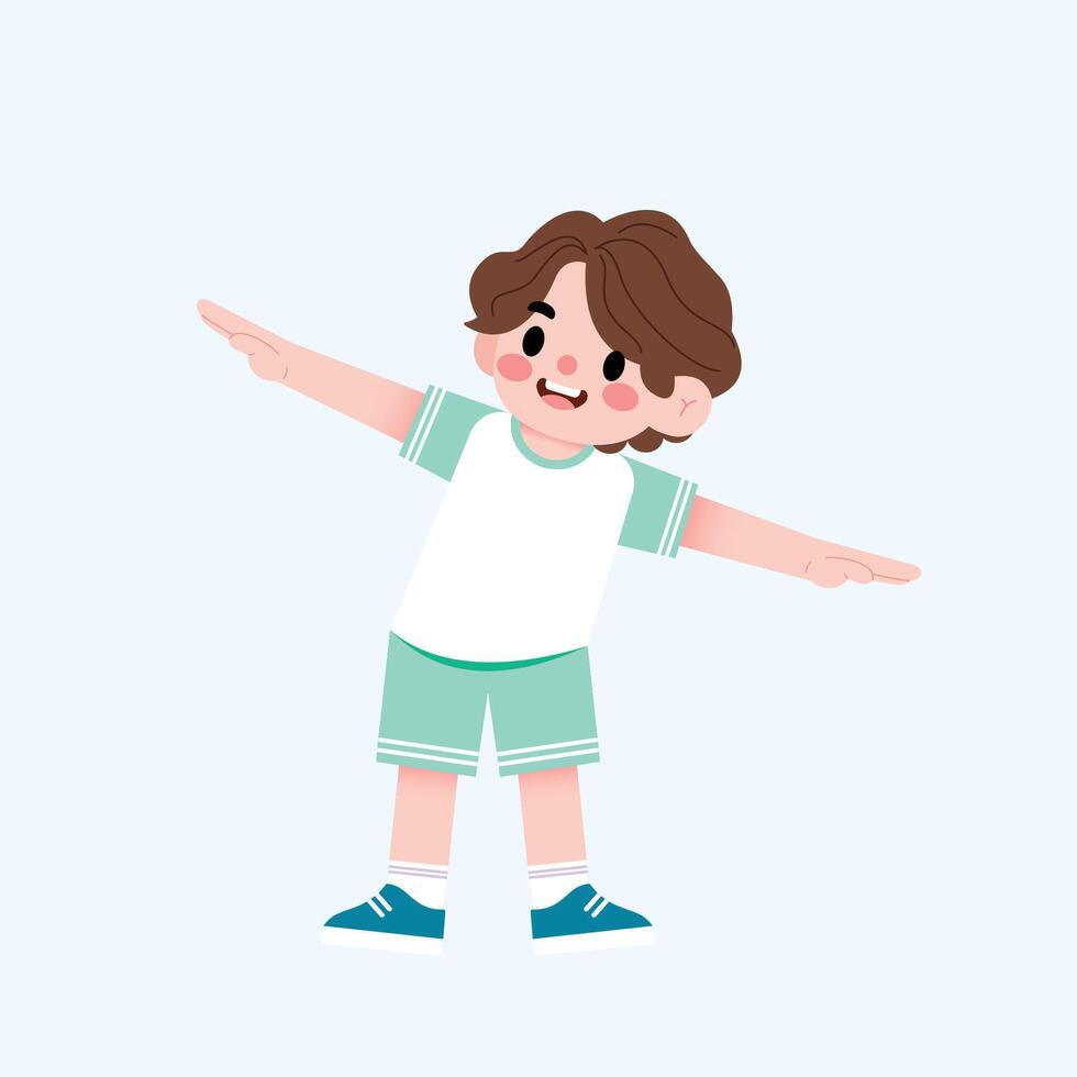 A boy is standing with his arms outstretched vector