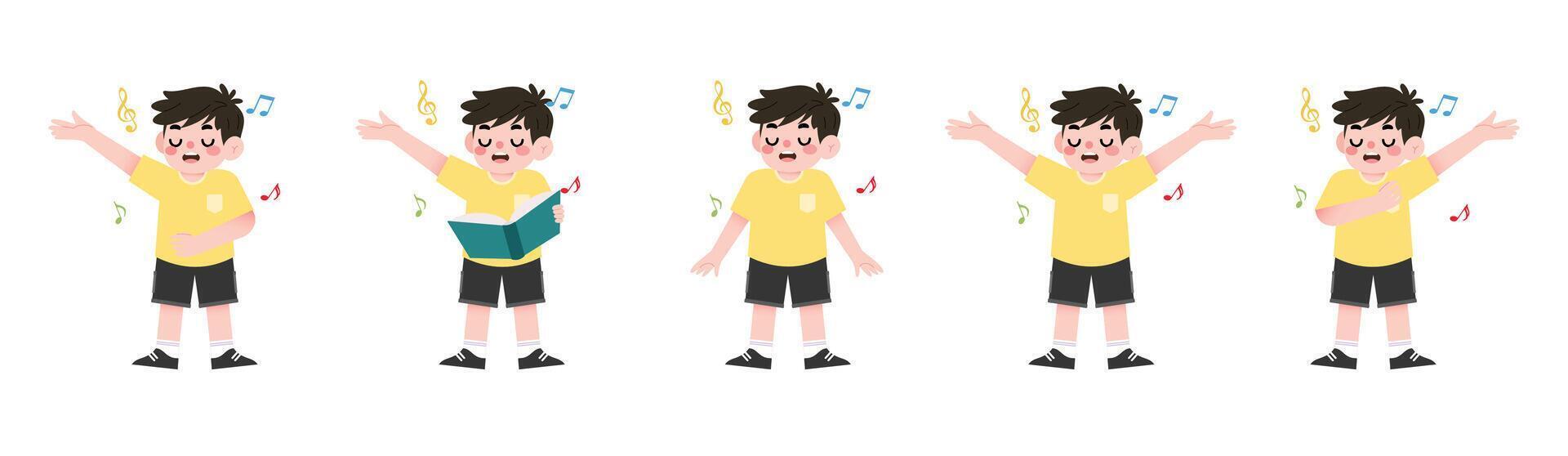 A cartoon boy with different expressions vector