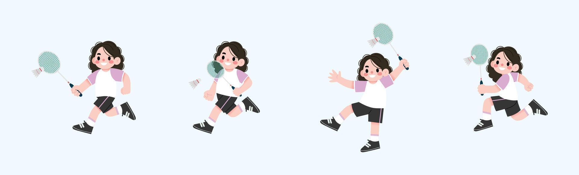A cartoon girl playing tennis with a racket vector