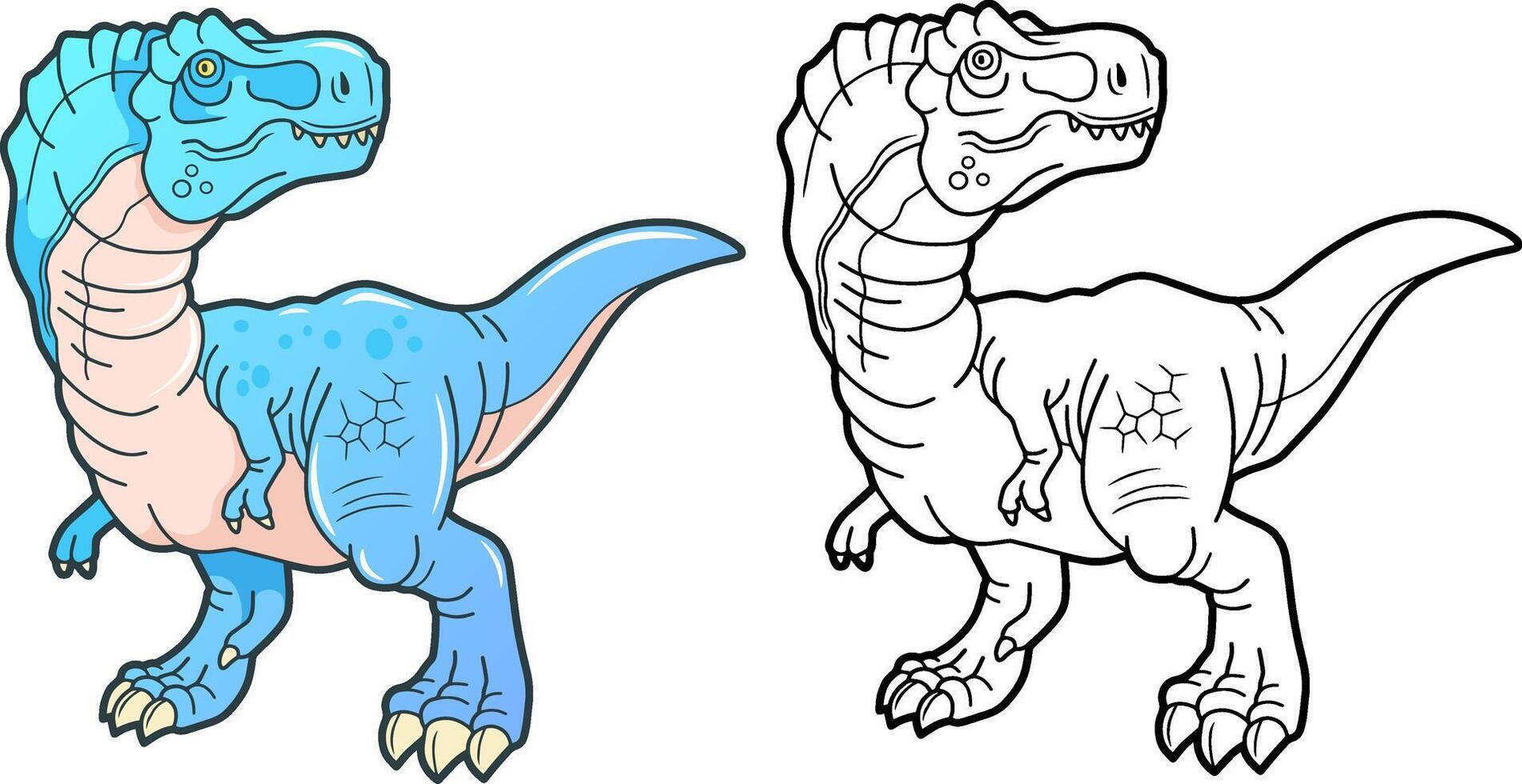 prehistoric dinosaur tyrannosaurus, contour illustration coloring book vector