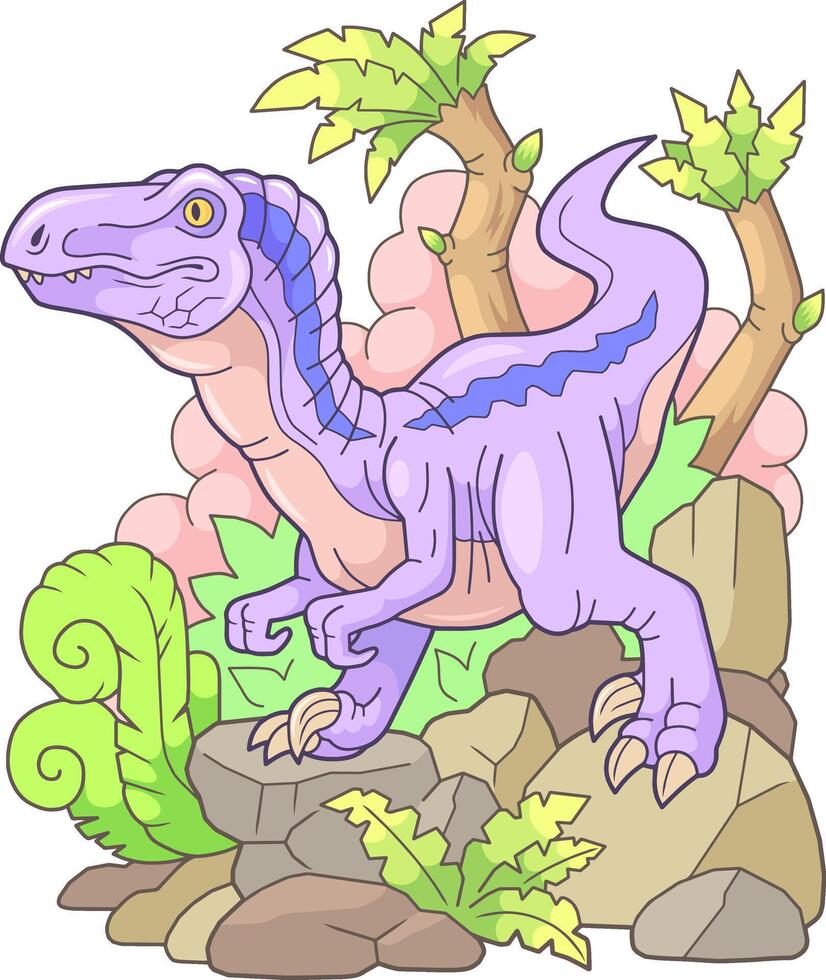 predatory prehistoric dinosaur velociraptor, illustration design vector