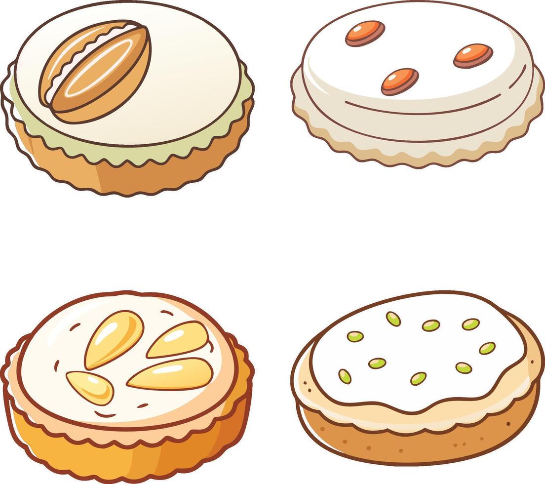 tart high-quality bundle set ideal for menus, food and fruit concepts illustration. vector