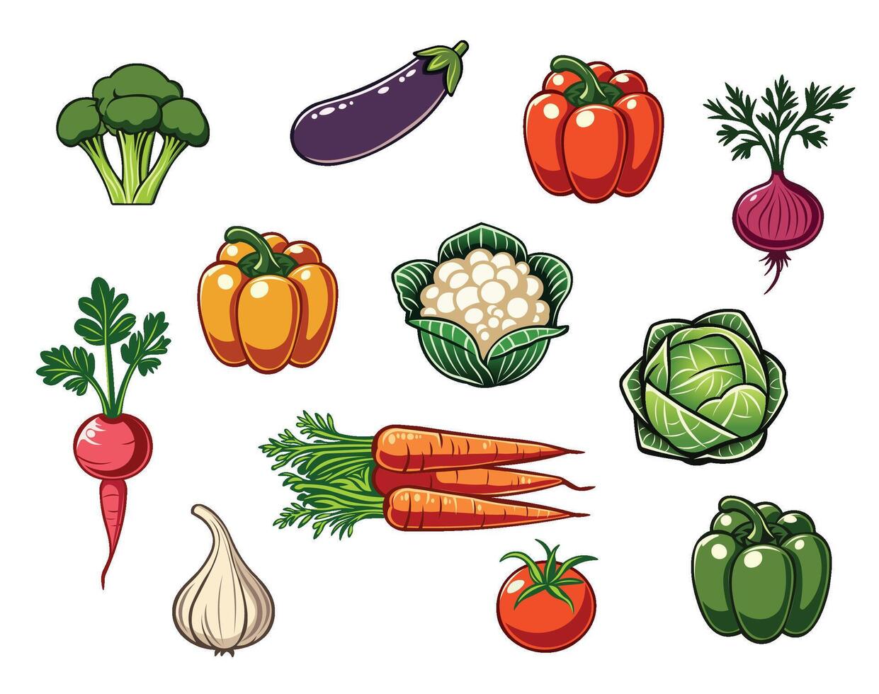 Assortment Set of Vegetables vector