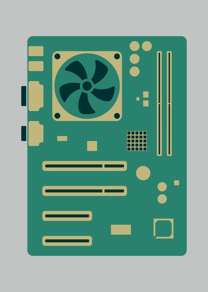 green computer motherboard icon isolated on white background vector