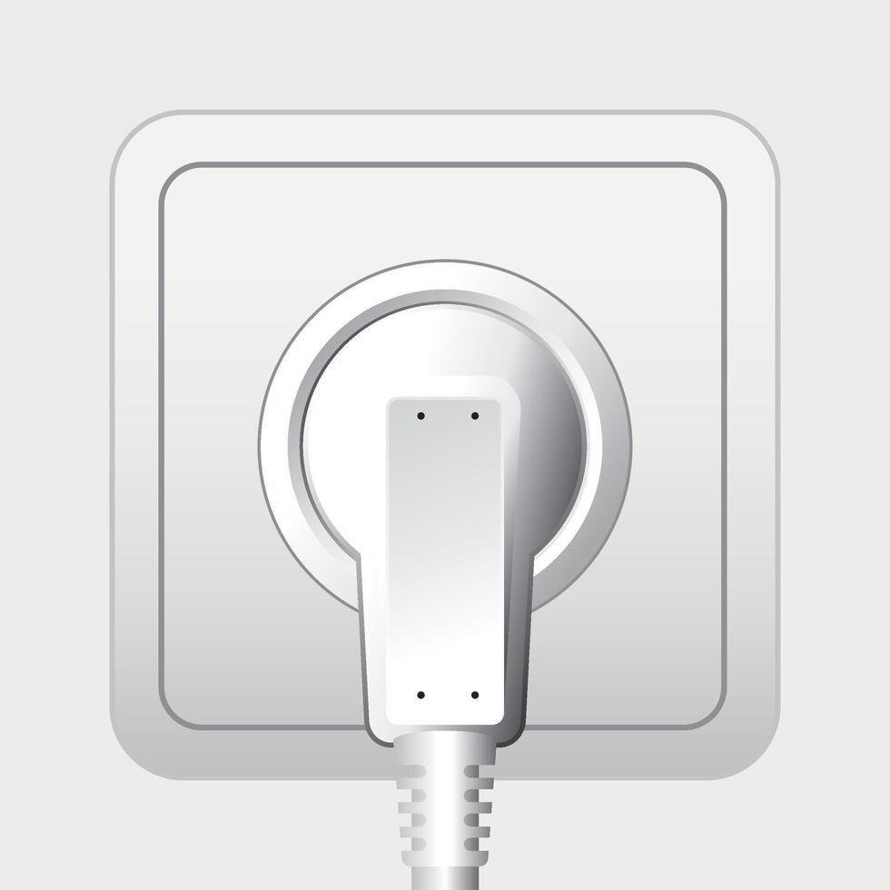 white electrical socket with plug isolated on white background vector