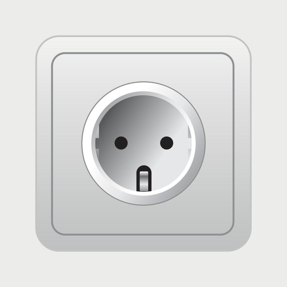 white electrical socket isolated on white background vector