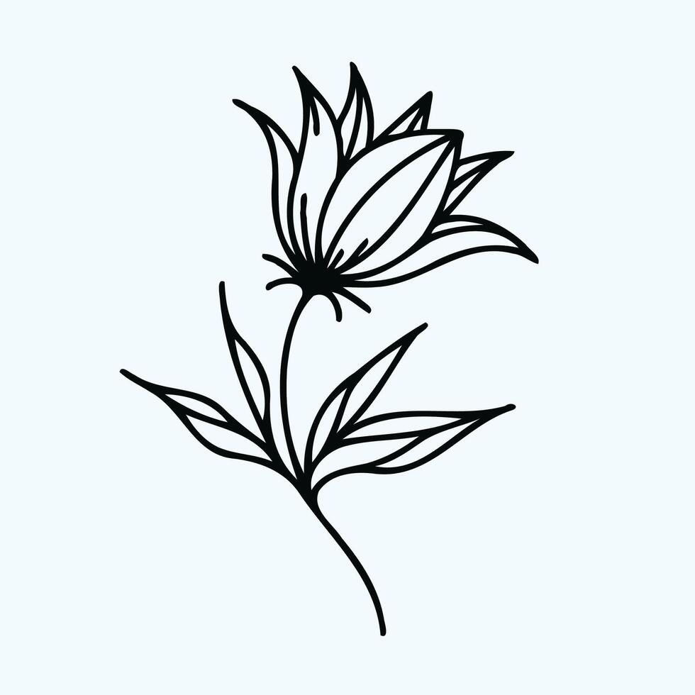 A black and white drawing of a flower, bluebell flowers in hand drawn style illustration. isolated. Doodle. Plants in black and white. vector
