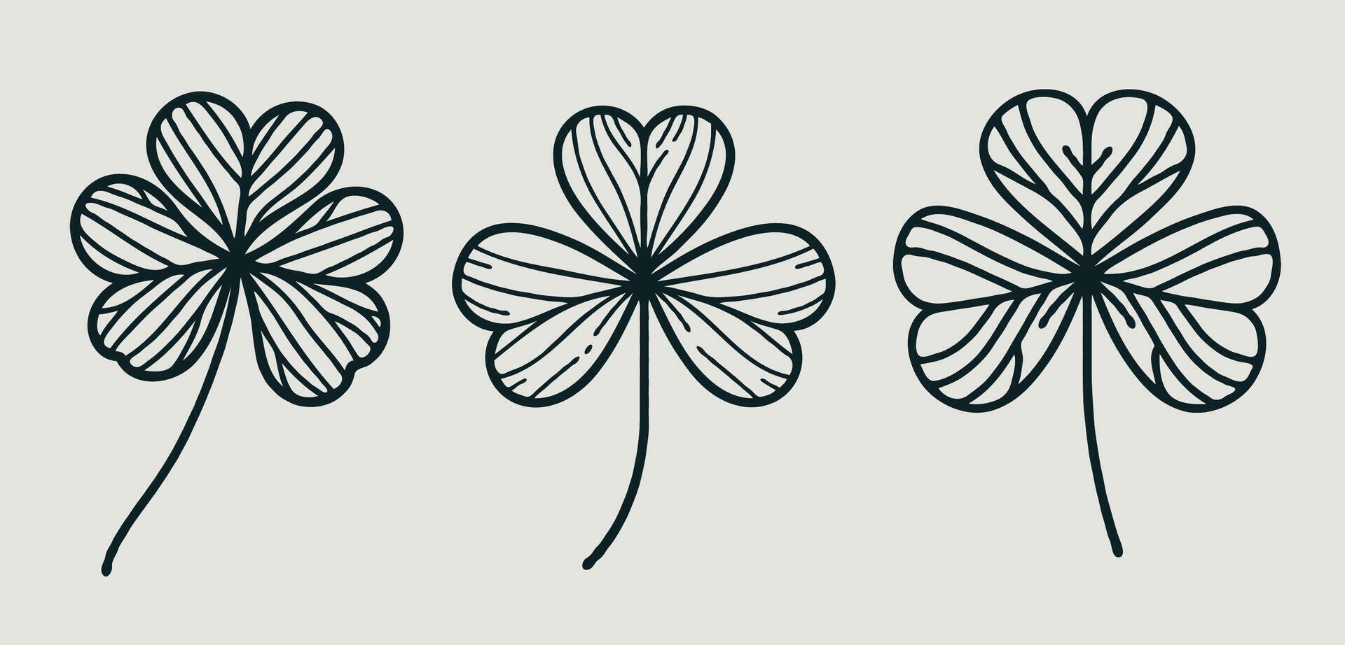 Adobe Illustrator Artwork. clover, Hand drawn four leaf clover for adult coloring pages in doodle style, ethnic ornamental illustration. vector
