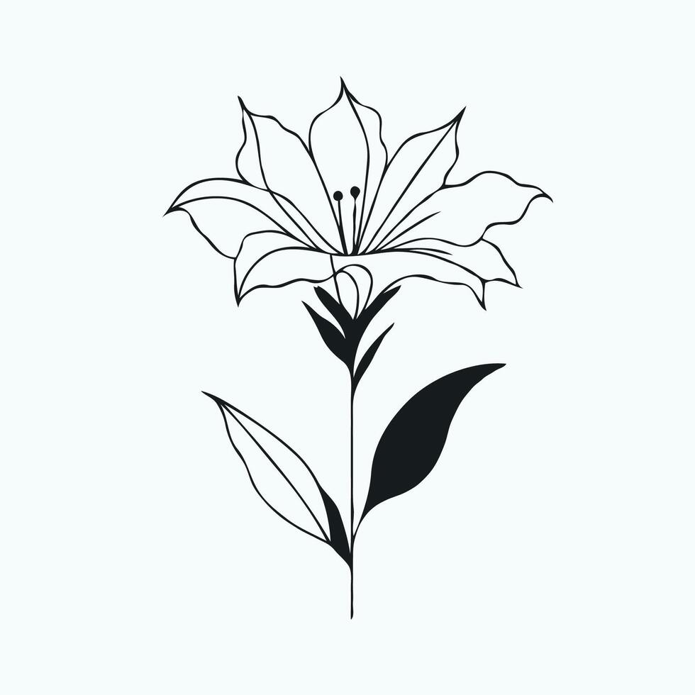 A black and white drawing of a flower vector