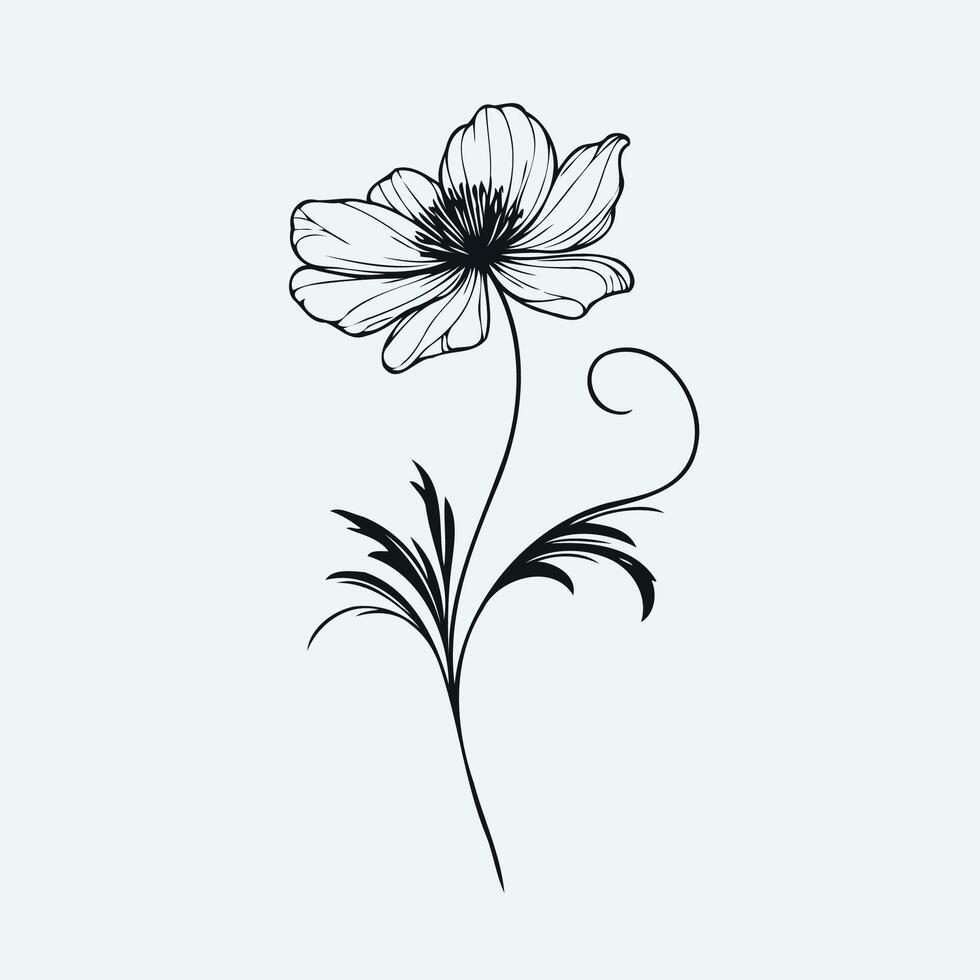 An abstract flower with a stem on a white background vector