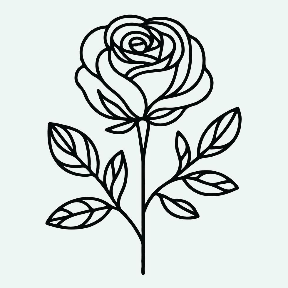 A black and white drawing of a rose vector