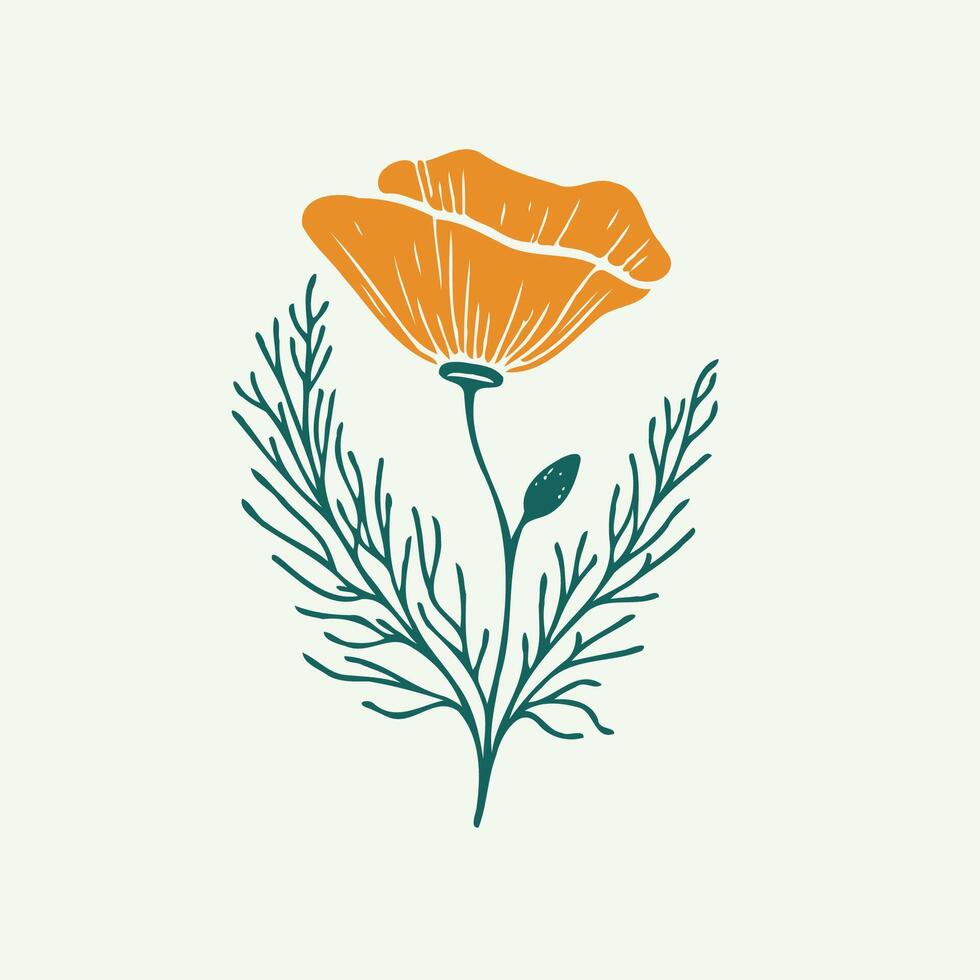 Adobe Illustrator Artwork, set of contour spring flowers eustoma, line art floral, leaves black and white illustration lisianthus set of decorative elements of plants Eschscholzia vector