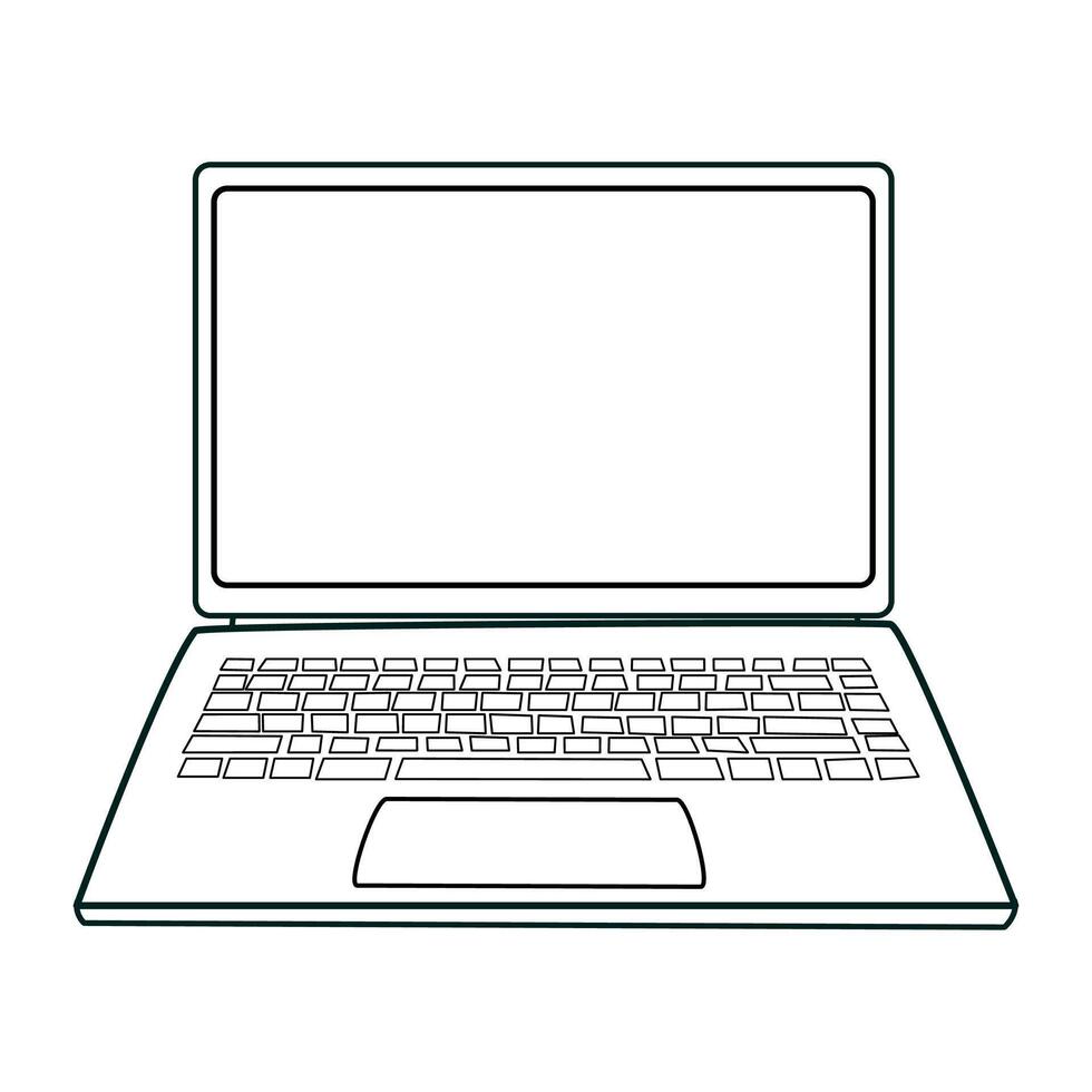 Laptop line art with white background vector