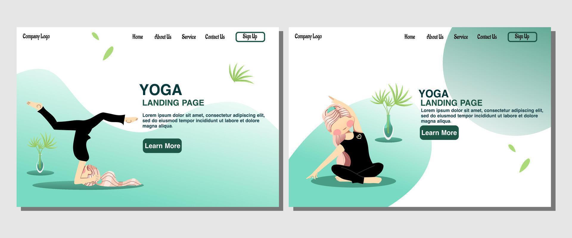 Landing page woman do yoga vector