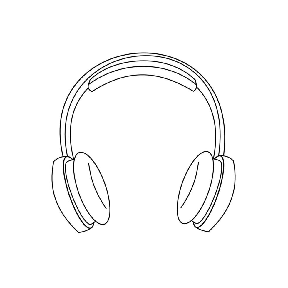 Headphone line art with white background vector