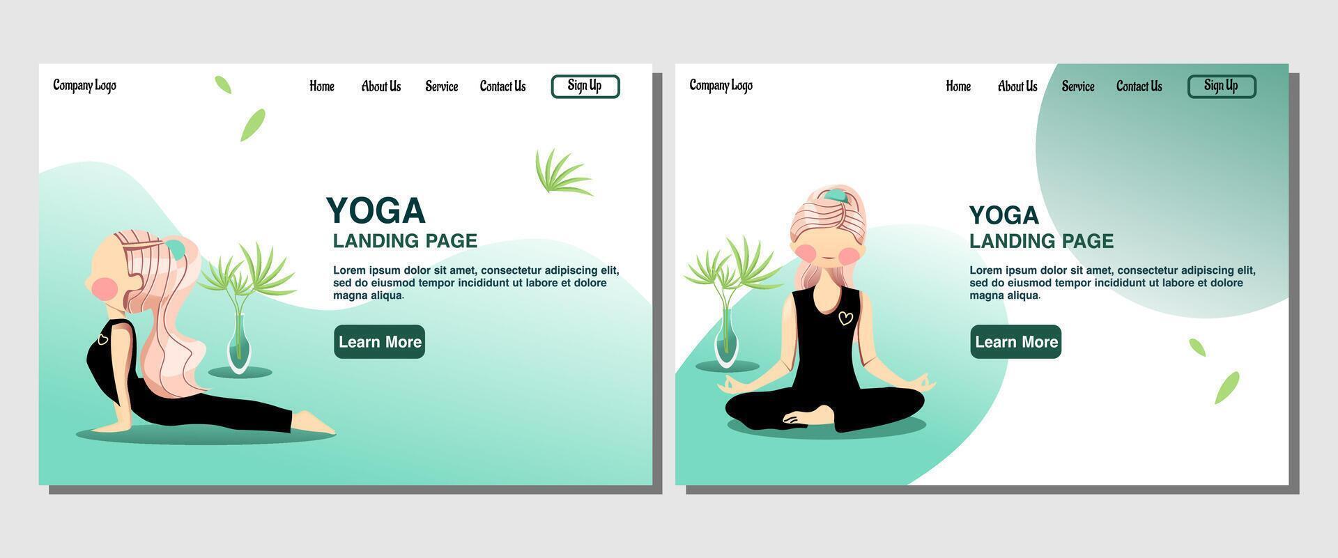 Landing page of woman yoga vector