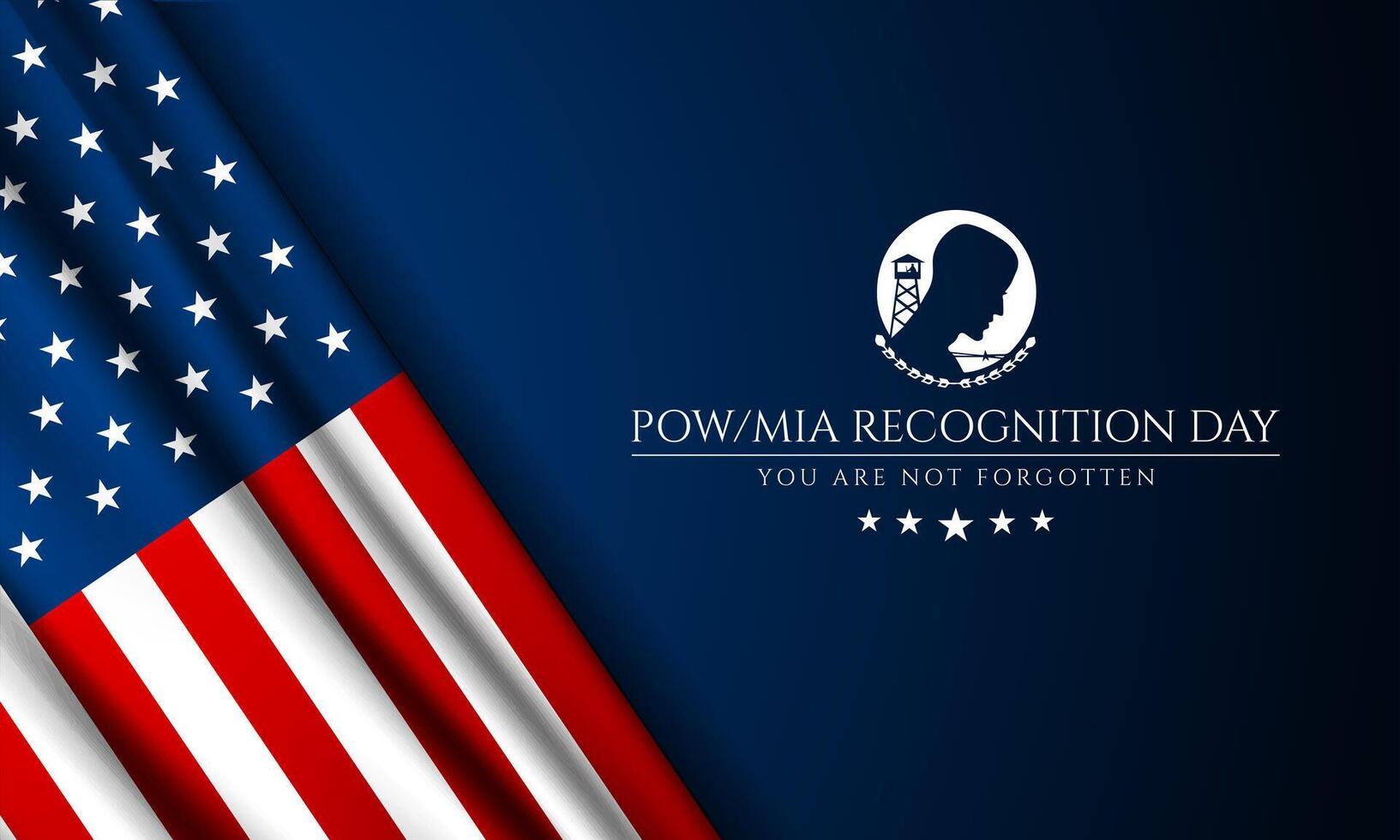 National POW MIA Recognition Day Design Background Illustration with America Flag On the left vector