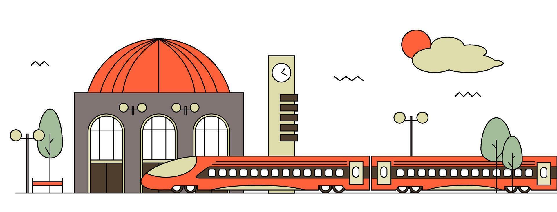 Suburban train station vector
