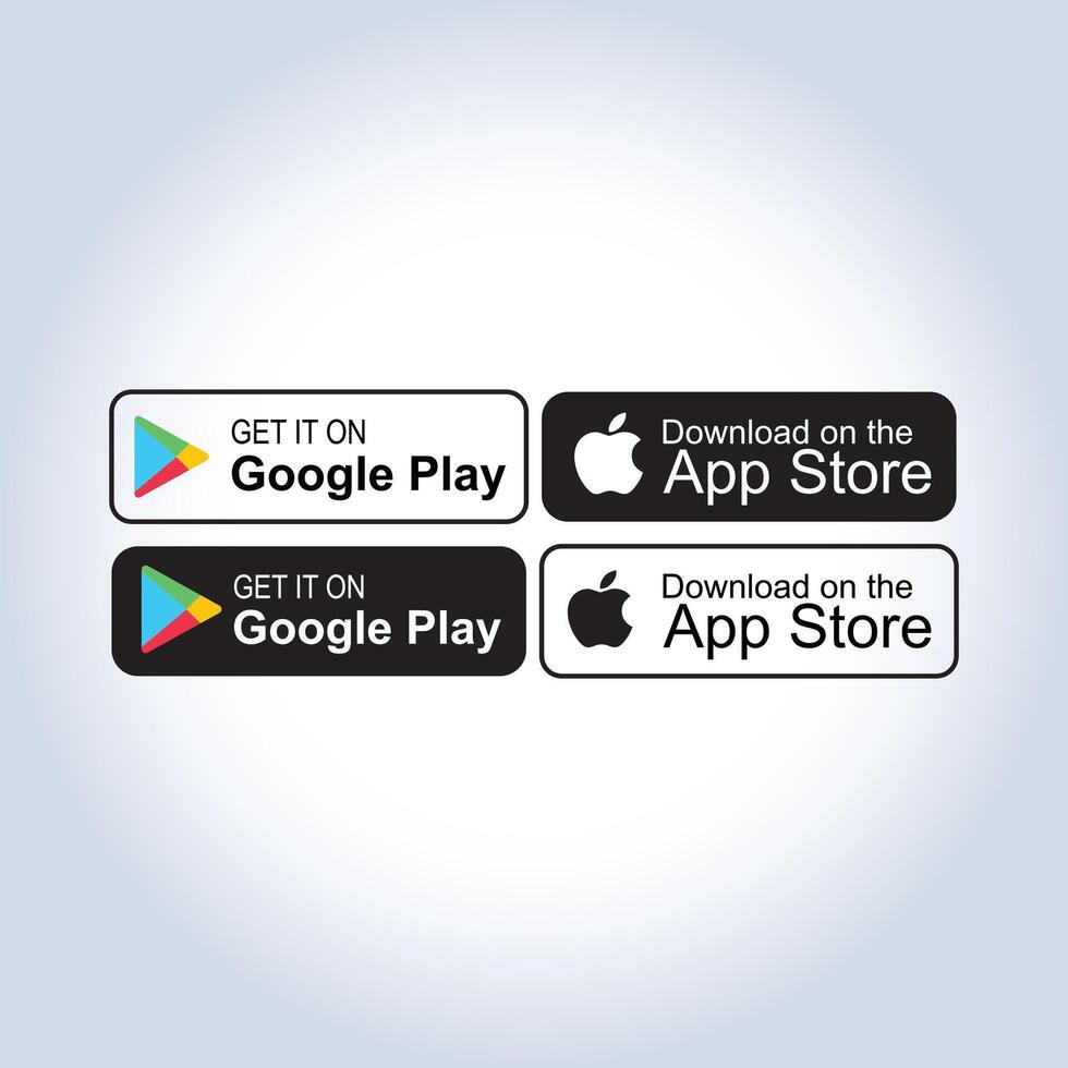 Set pack App Store symbol logo, Google Play Store icon, icons vector