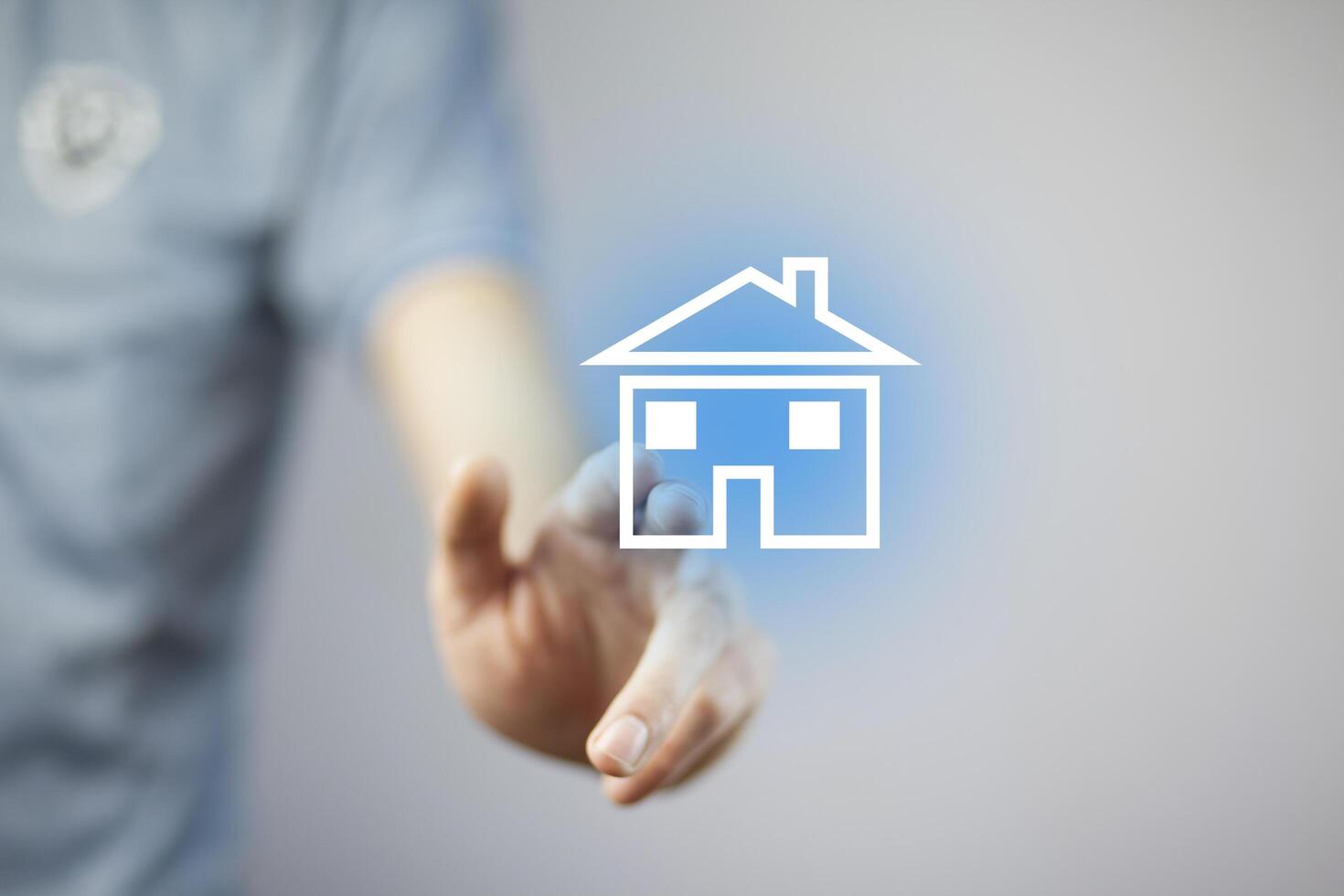 man hand house in screen photo