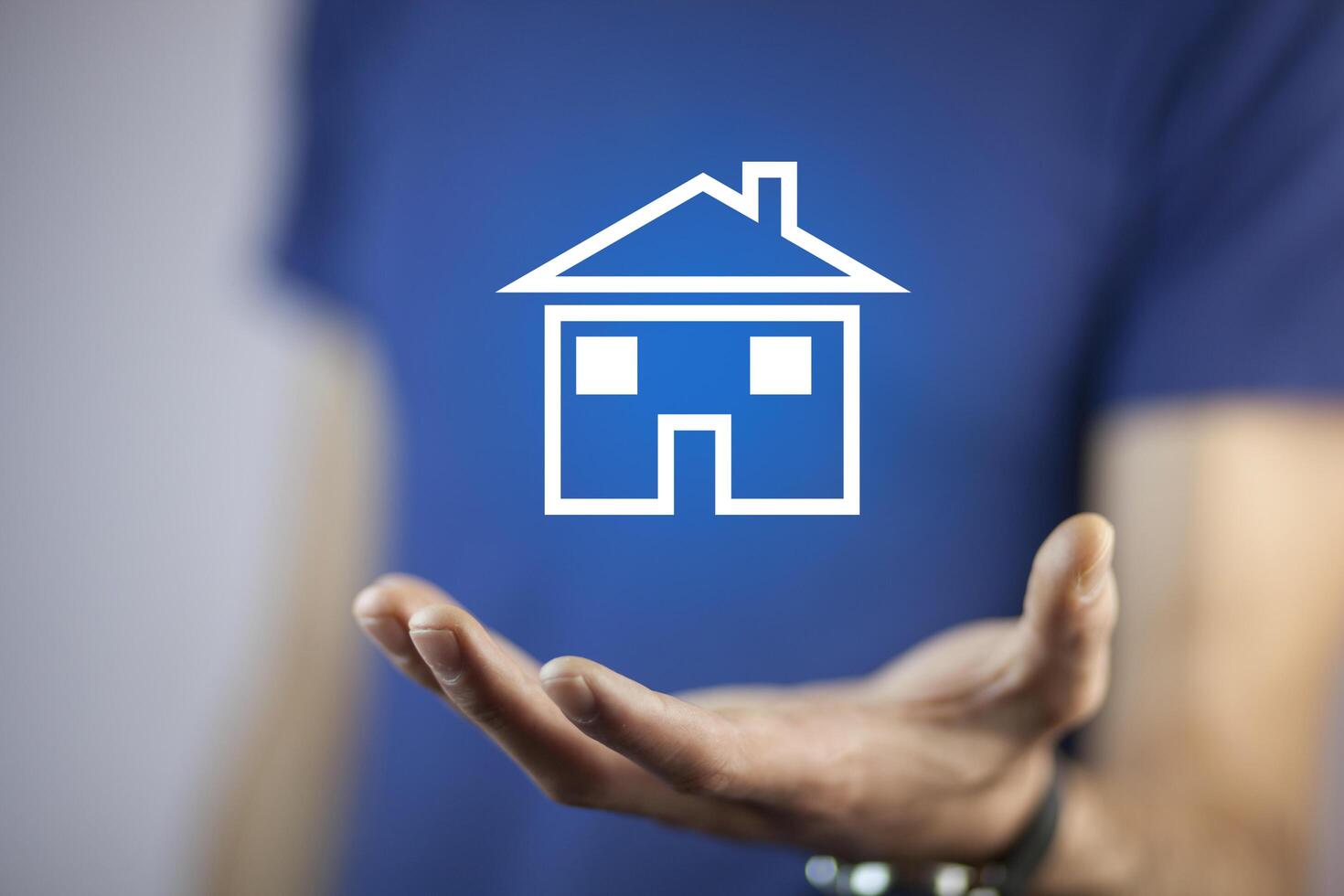 man hand house in screen photo