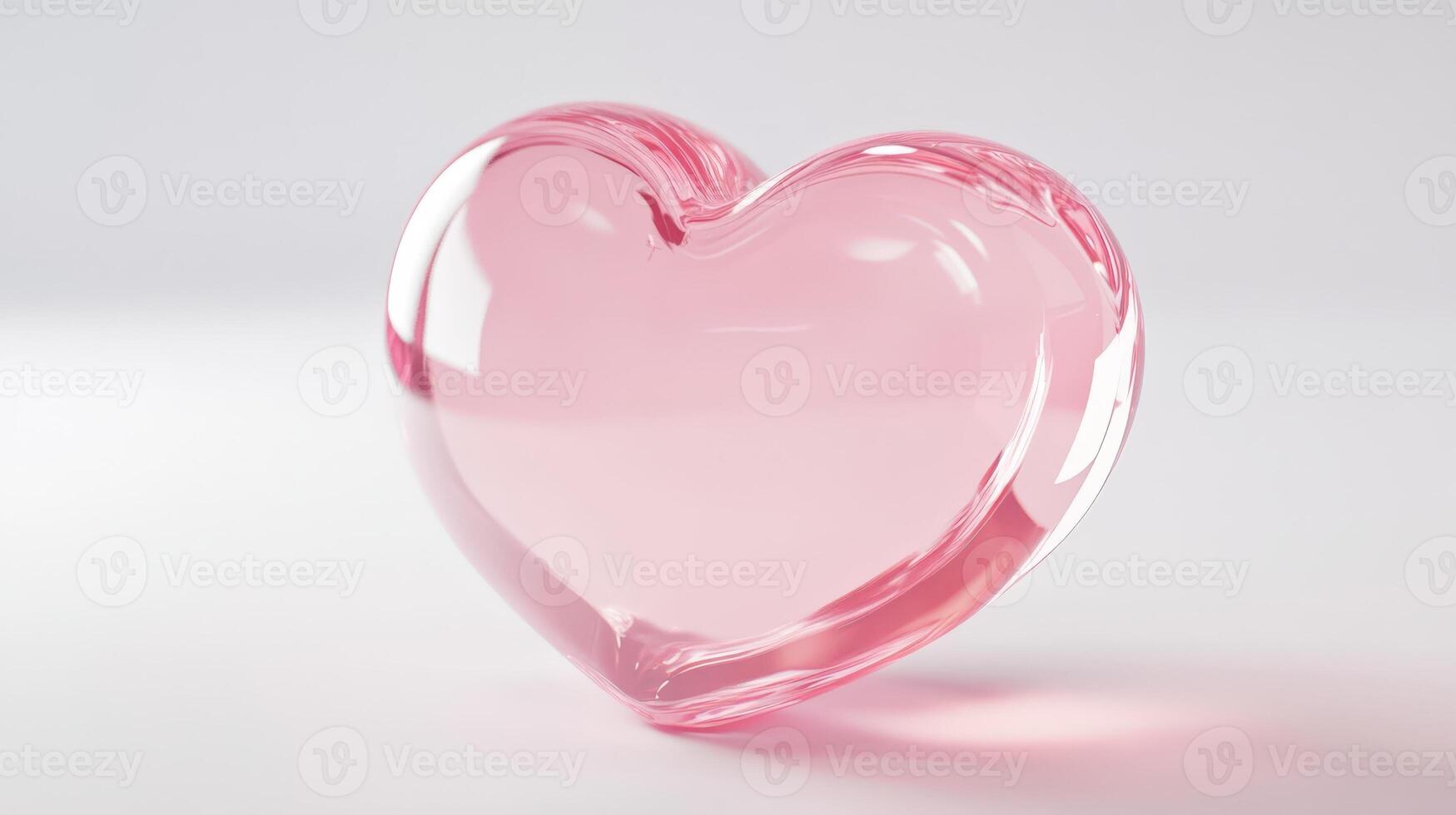 3d icon of hearts, transparent and frosted glass texture, high glossy, pastel color of pink photo