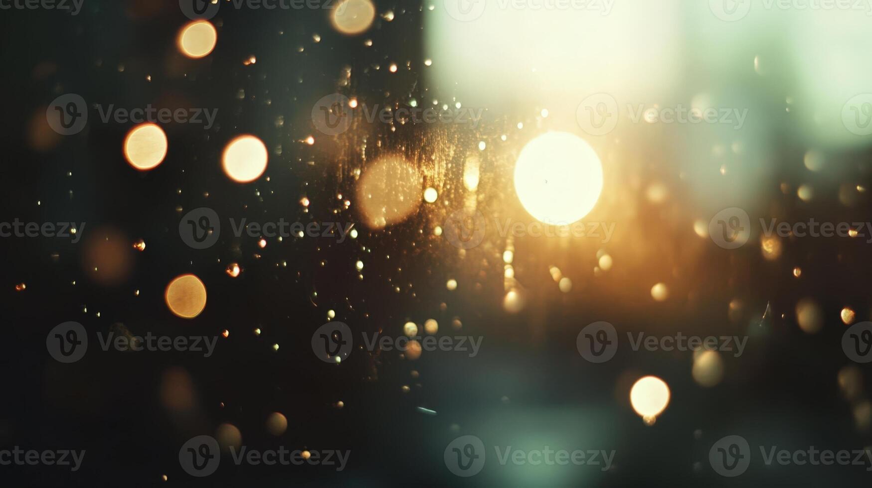 Abstract background with bokeh defocused lights and shadow from cityscape at night, vintage or retro color tone photo