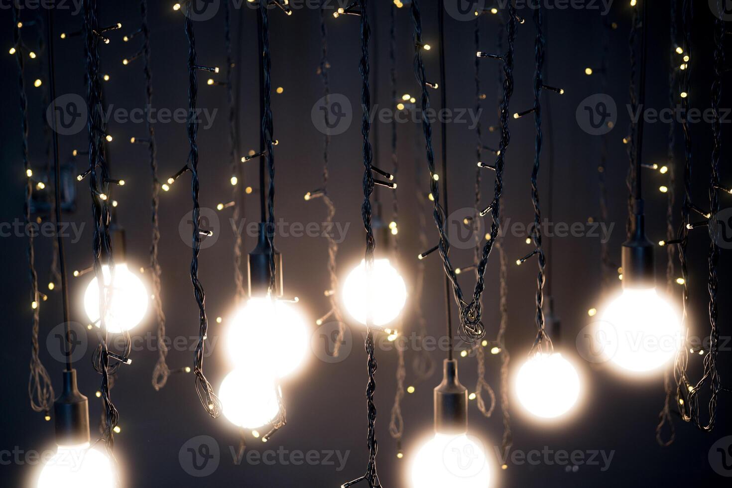 christmas light shining, black background photo