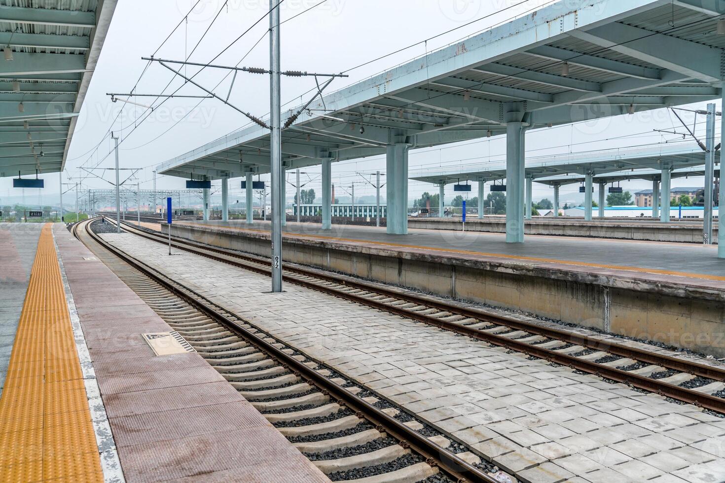 empty railways station just waiting train photo