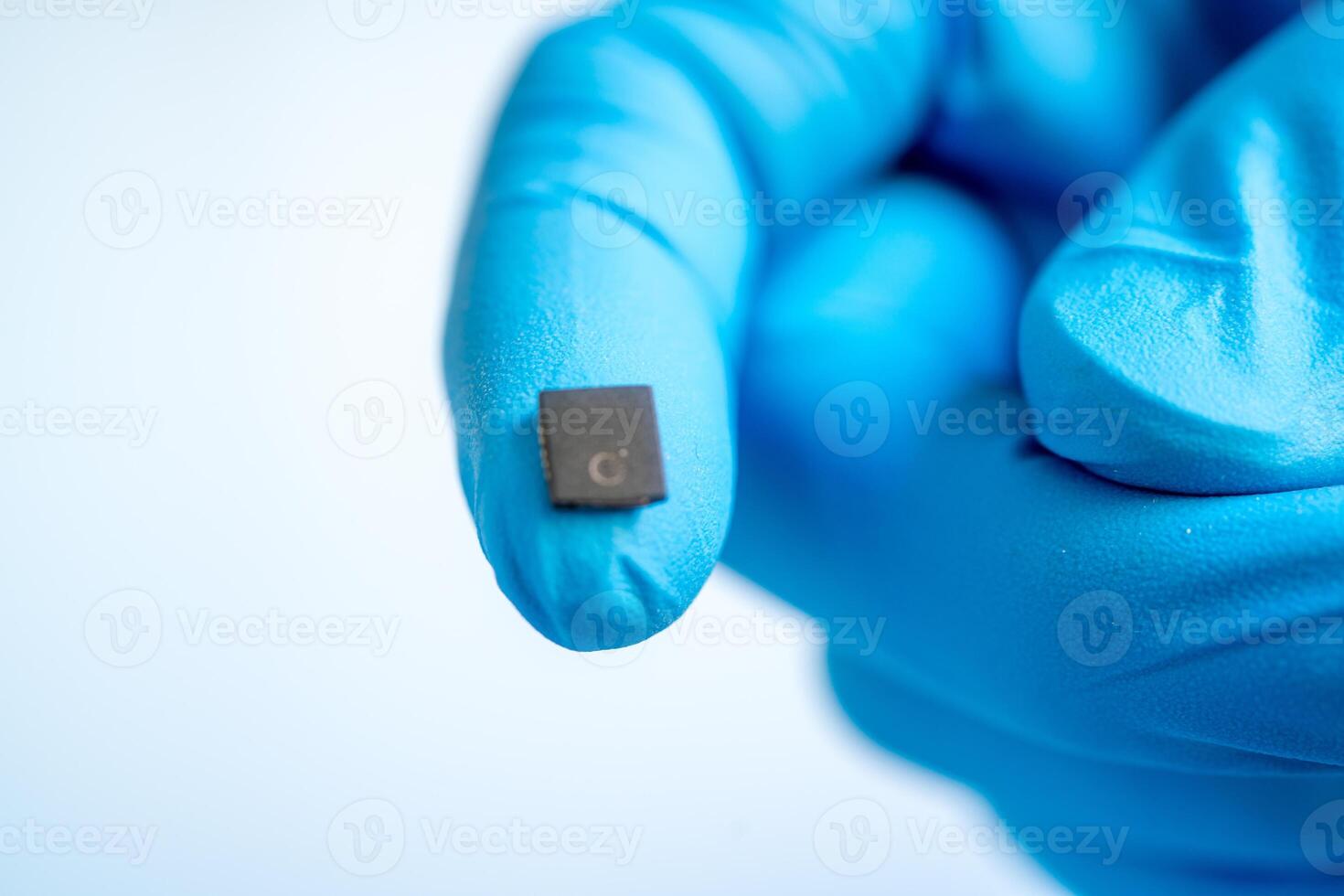 hand holding microchip, future of the Artificial Intelligence photo