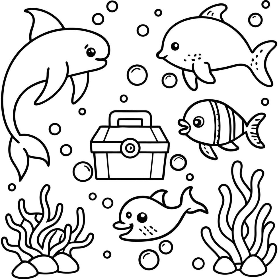 Artistic Line Art of a Dolphin in Black and White vector