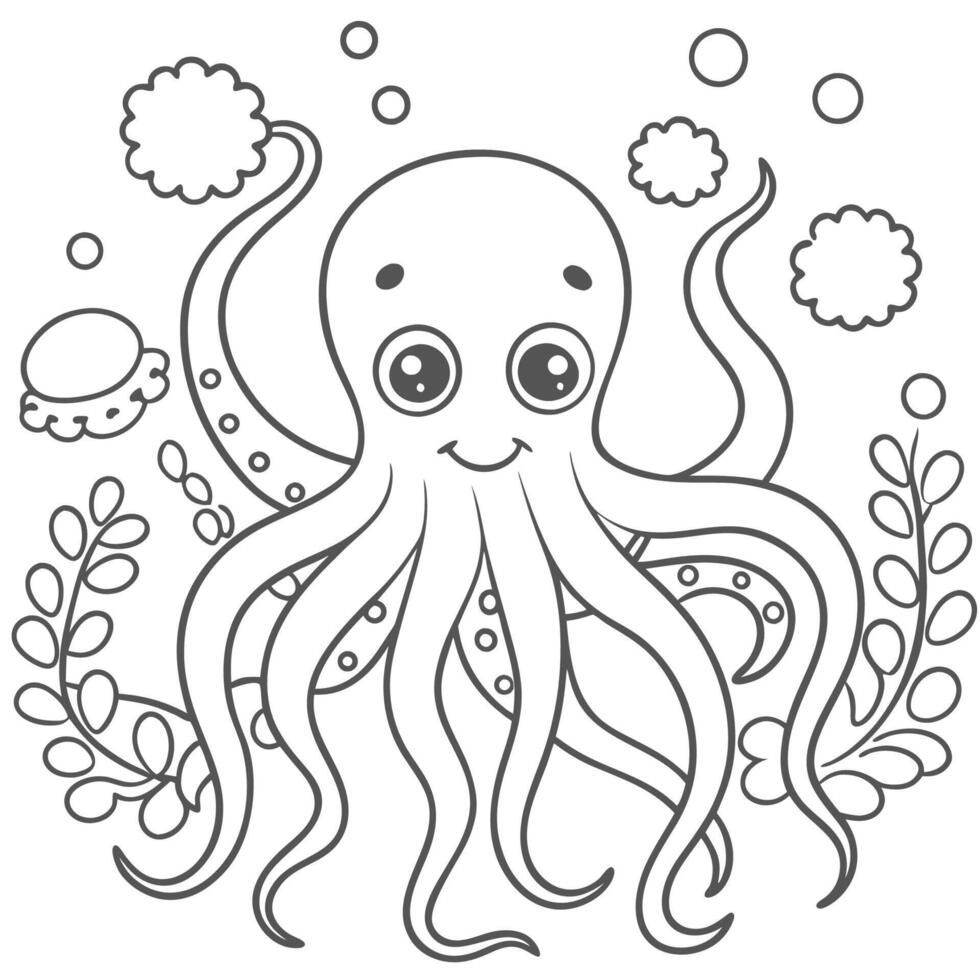 Learn to Draw an Octopus for Kids vector