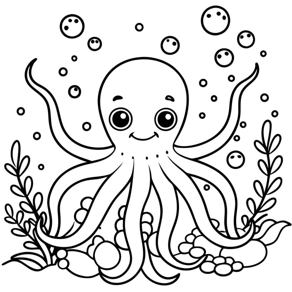 How to Draw an Octopus for Kids vector