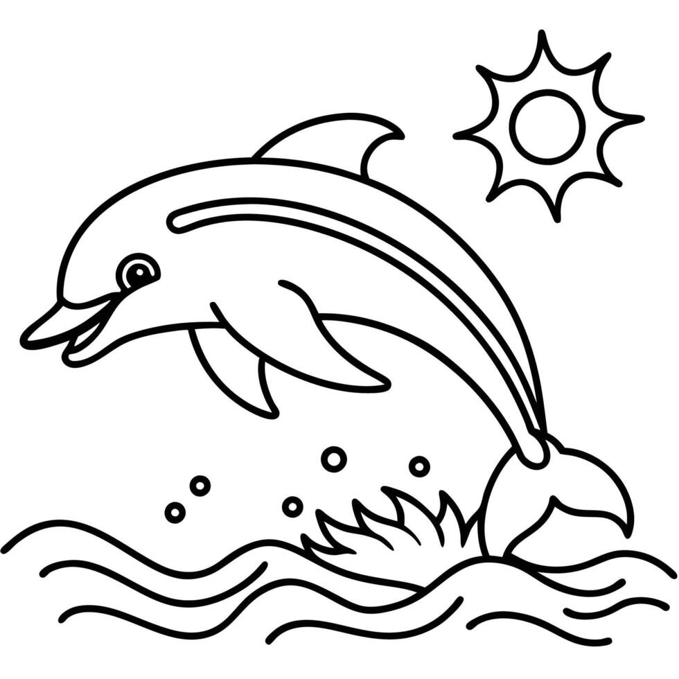 Dolphin Design with Black and White Line Art vector