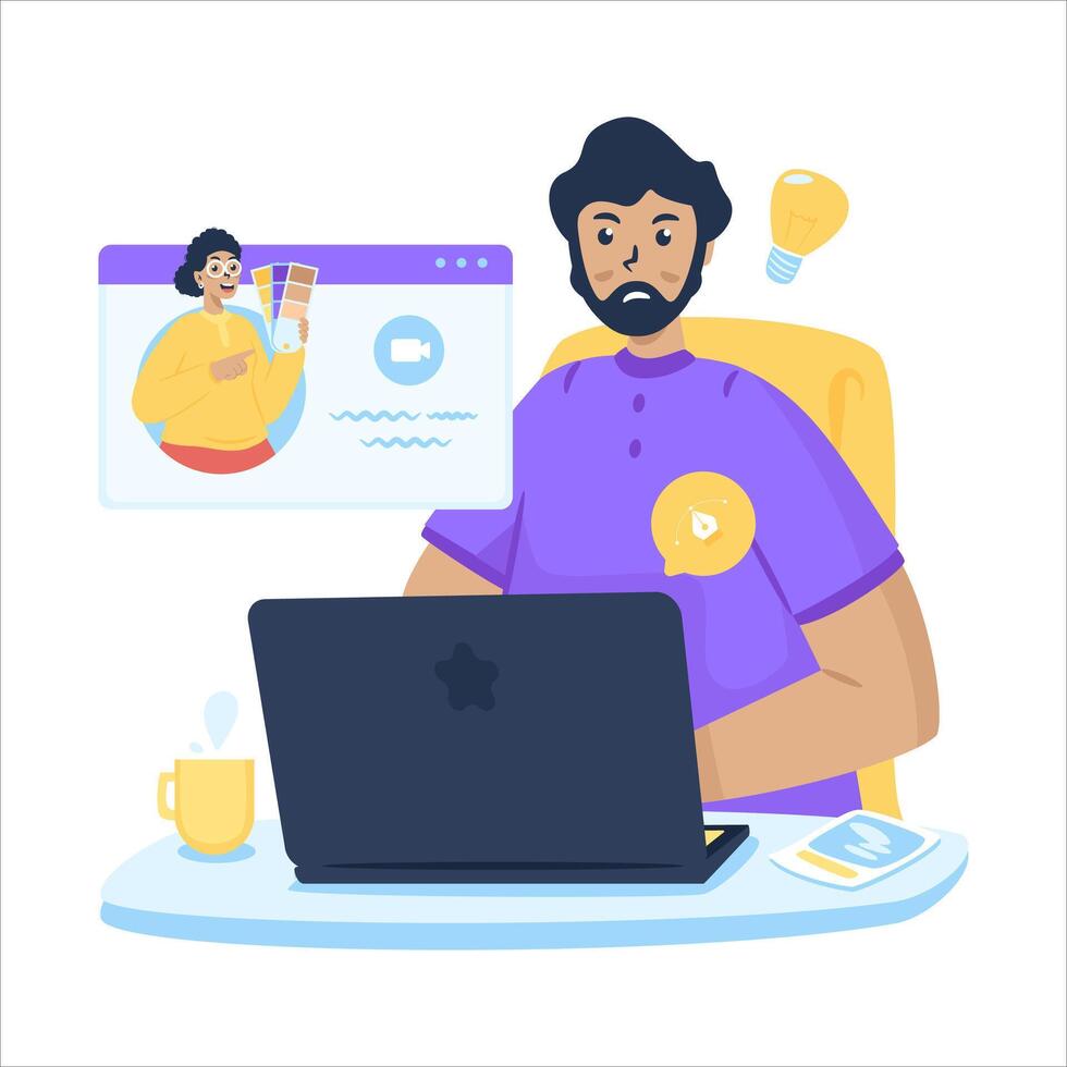 Online meeting virtual communication flat illustration vector