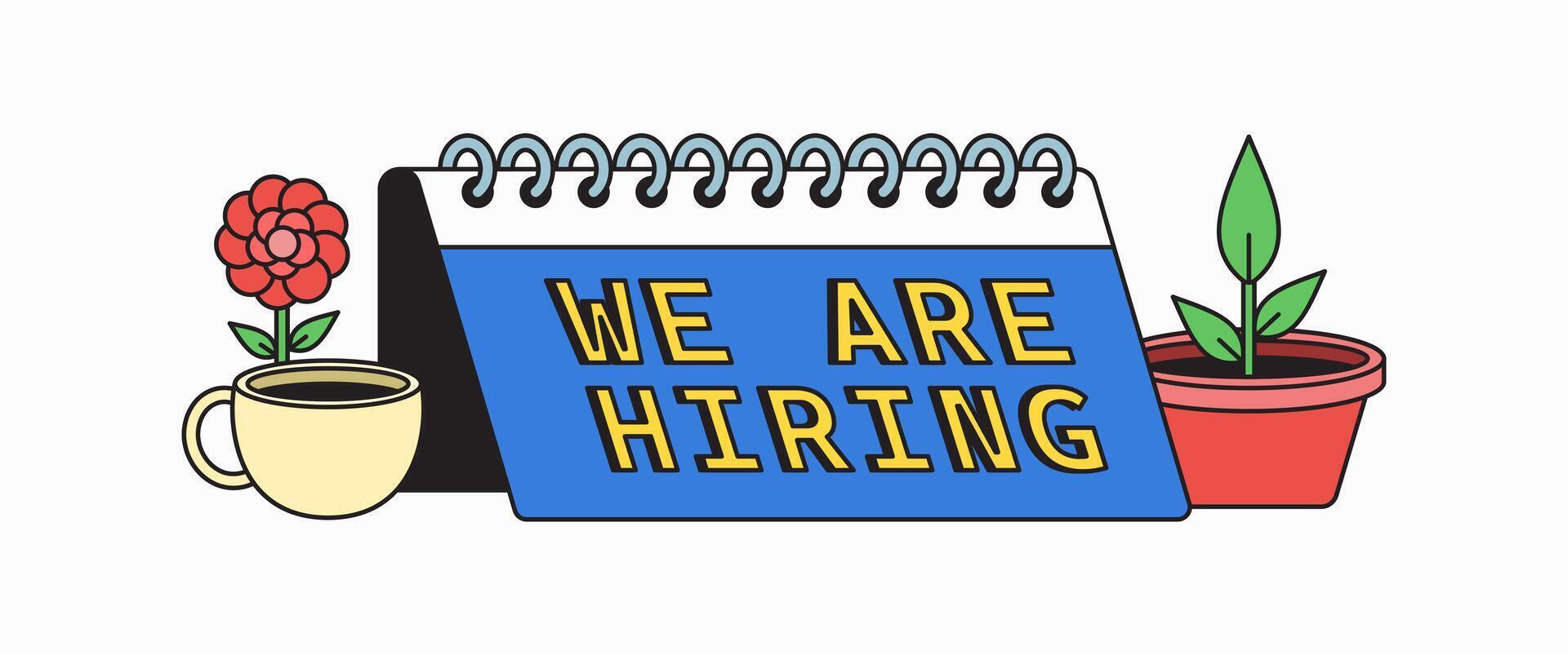 Vibrant Hiring Announcement Design with Plants vector