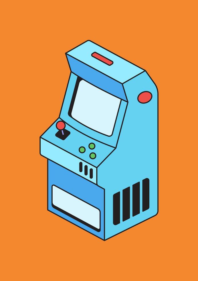 Arcade game machine cartoon illustration vector