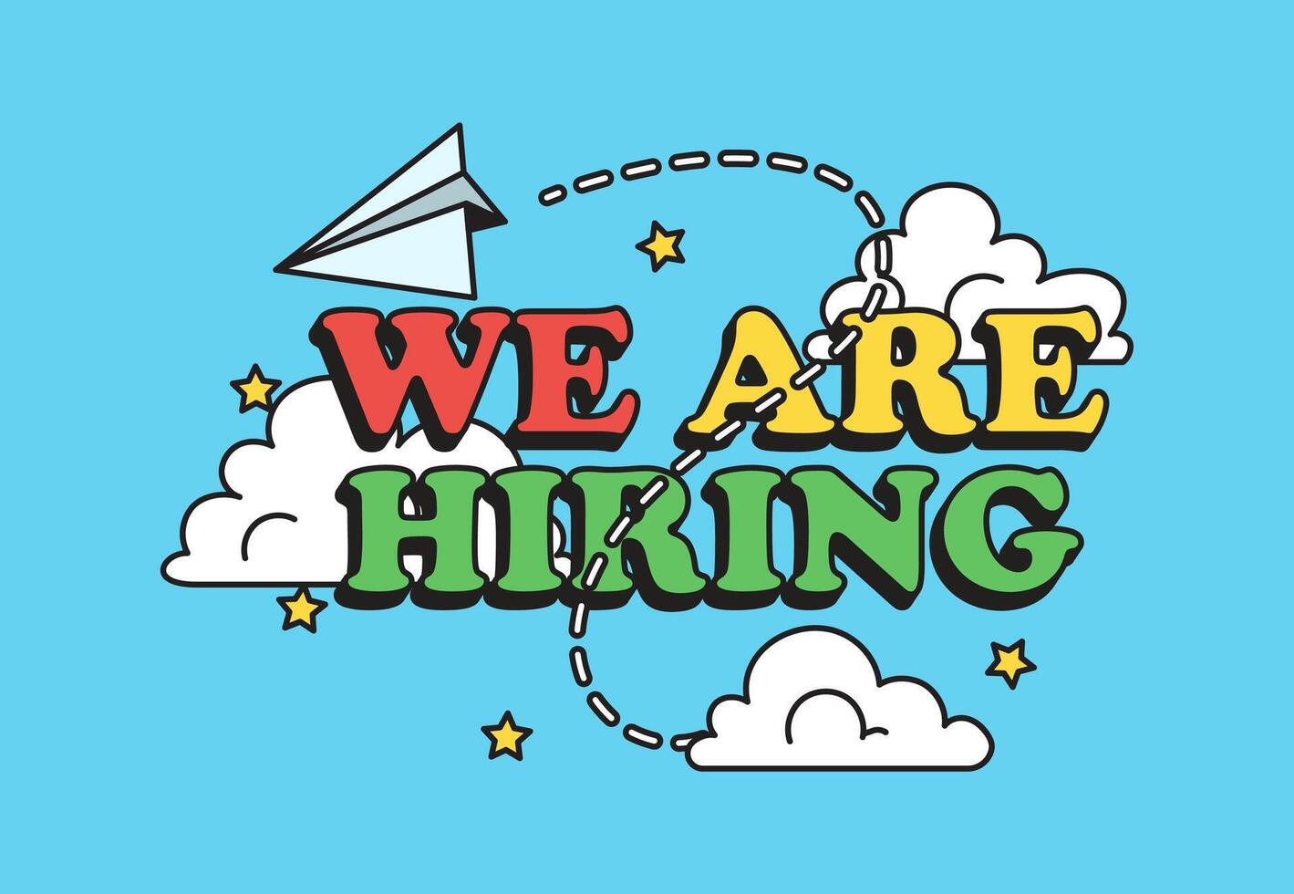 Creative Hiring Design with Clouds and Paper Plane vector