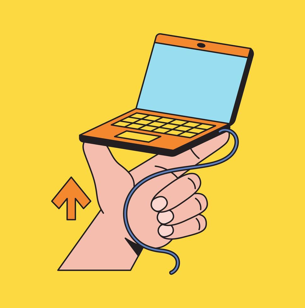 Laptop Held by Hand vector