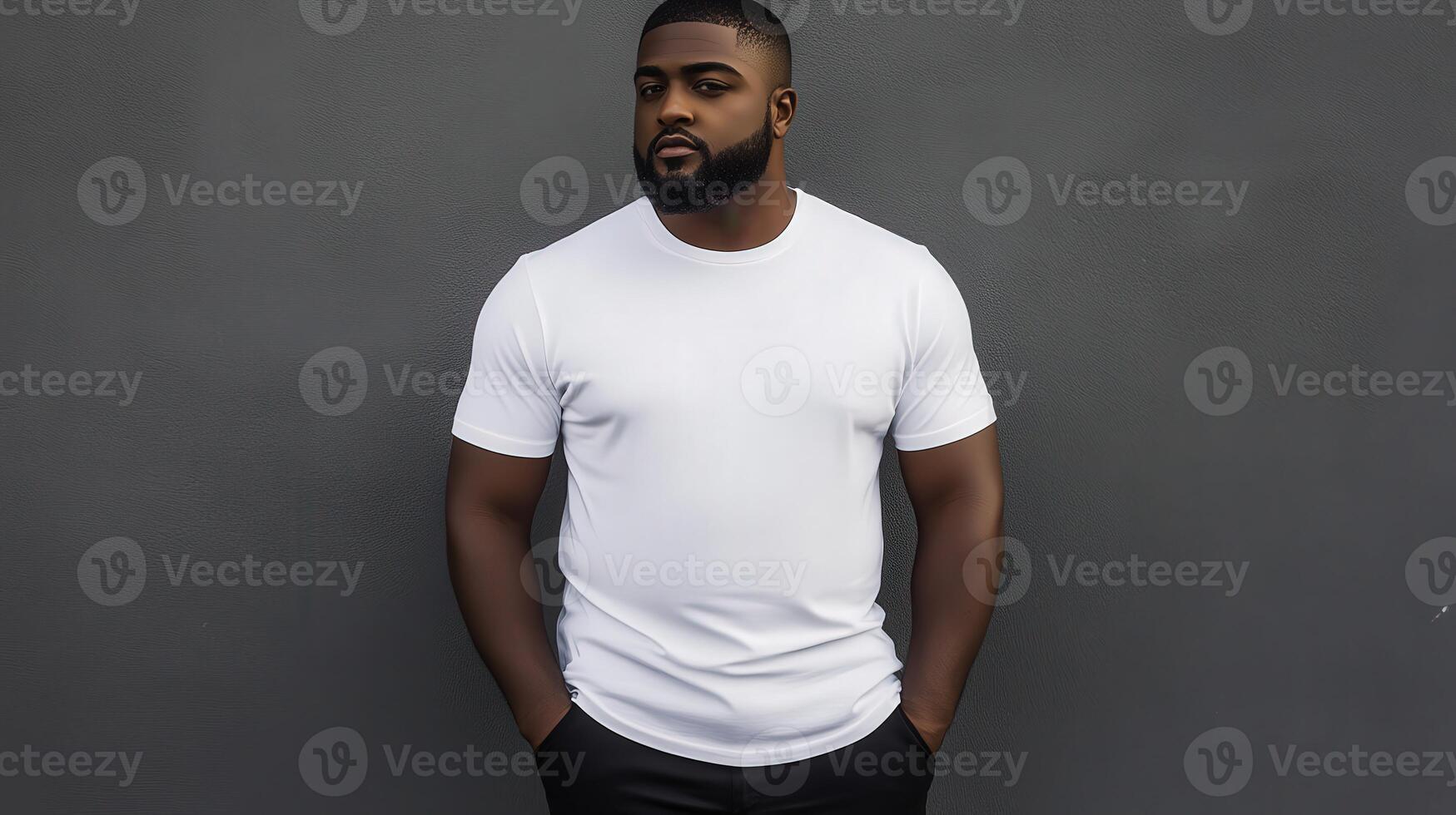 Confident man posing against a neutral wall in casual attire photo
