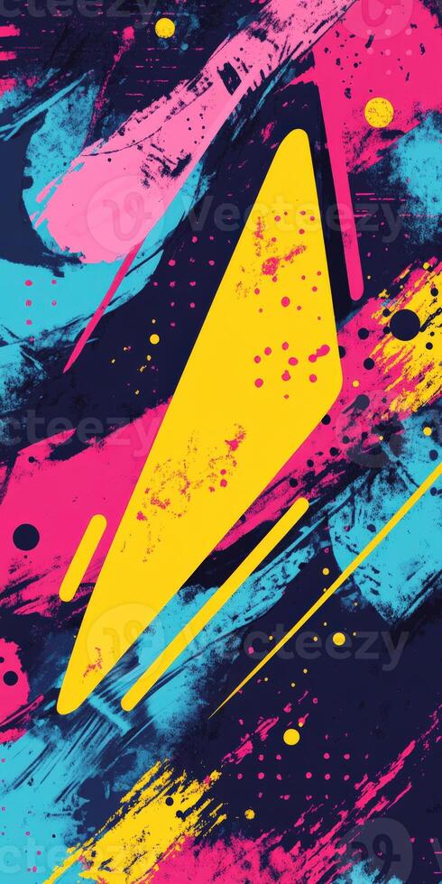 Abstract colorful design with bold shapes and dynamic brush strokes photo