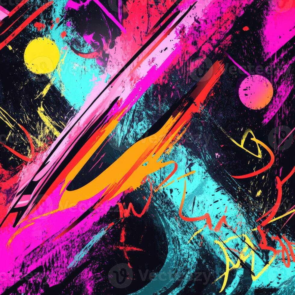 Colorful abstract art with bold shapes and vivid patterns in vibrant hues photo