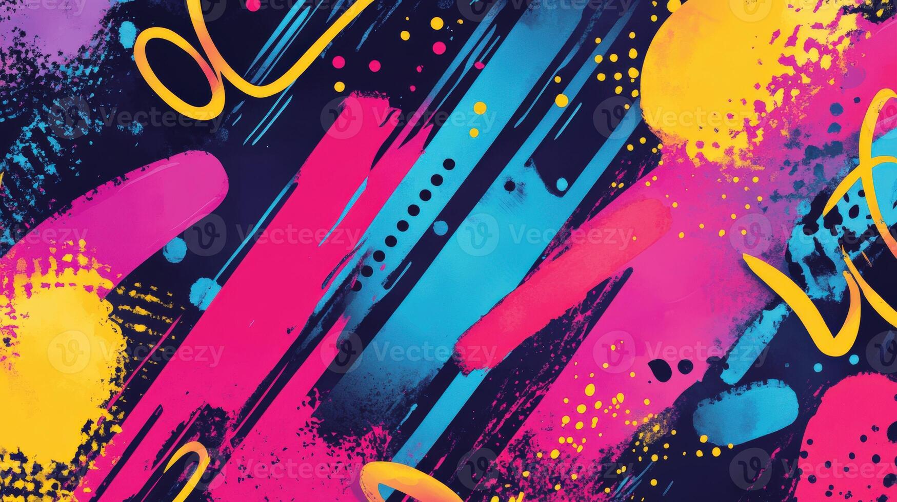 Colorful abstract pattern featuring vibrant brush strokes and dots photo