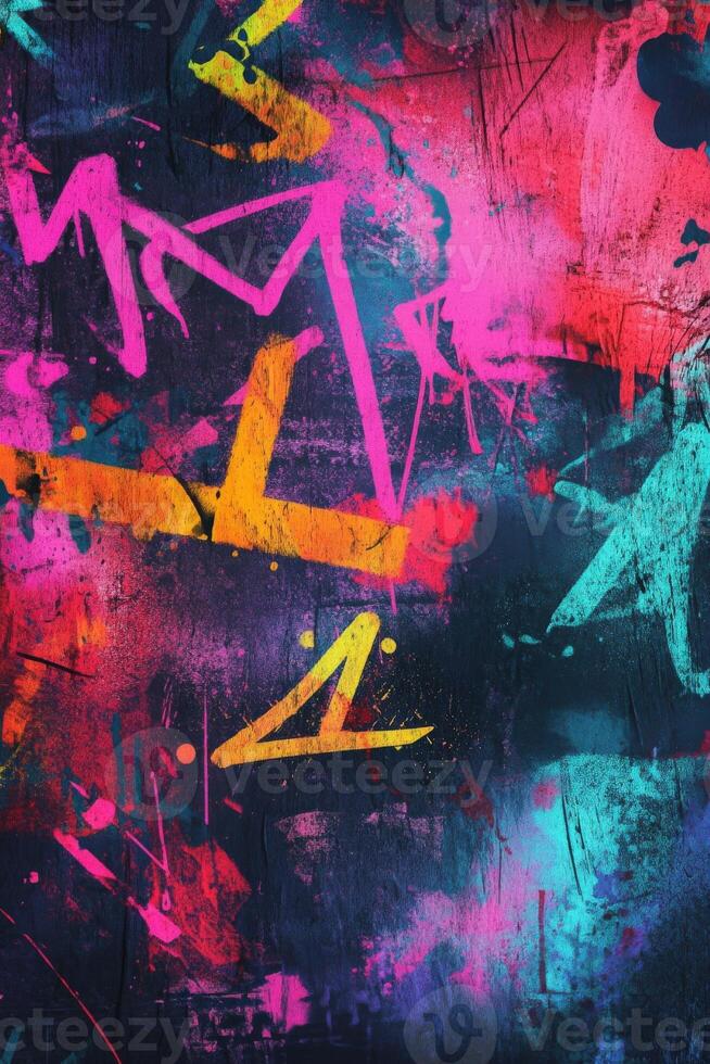 Colorful abstract graffiti art with vibrant patterns and textures photo