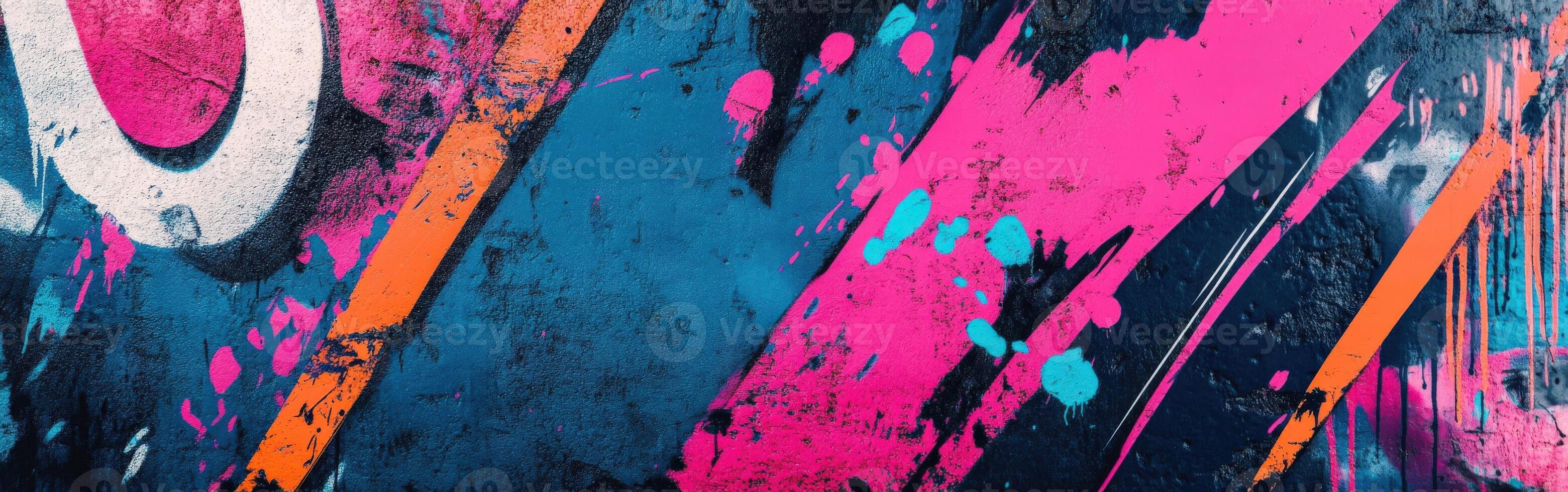 Vivid abstract street art showcasing bold colors and dynamic patterns photo